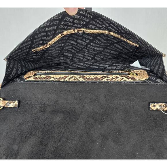 Steve Madden Crossbody Bag or Clutch Brown Tan Snake Print Natural BShannon NWT - Picture 8 of 16